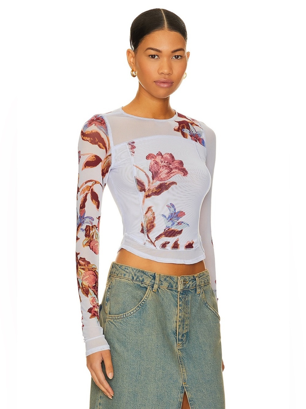Free People Betty's Garden Top in Blue Combo - Size S - Picture 4 of 7